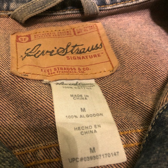 Men’s Levi Strauss Signature Denim Jean Trucker Jacket Western Wash Size Medium - Picture 6 of 11